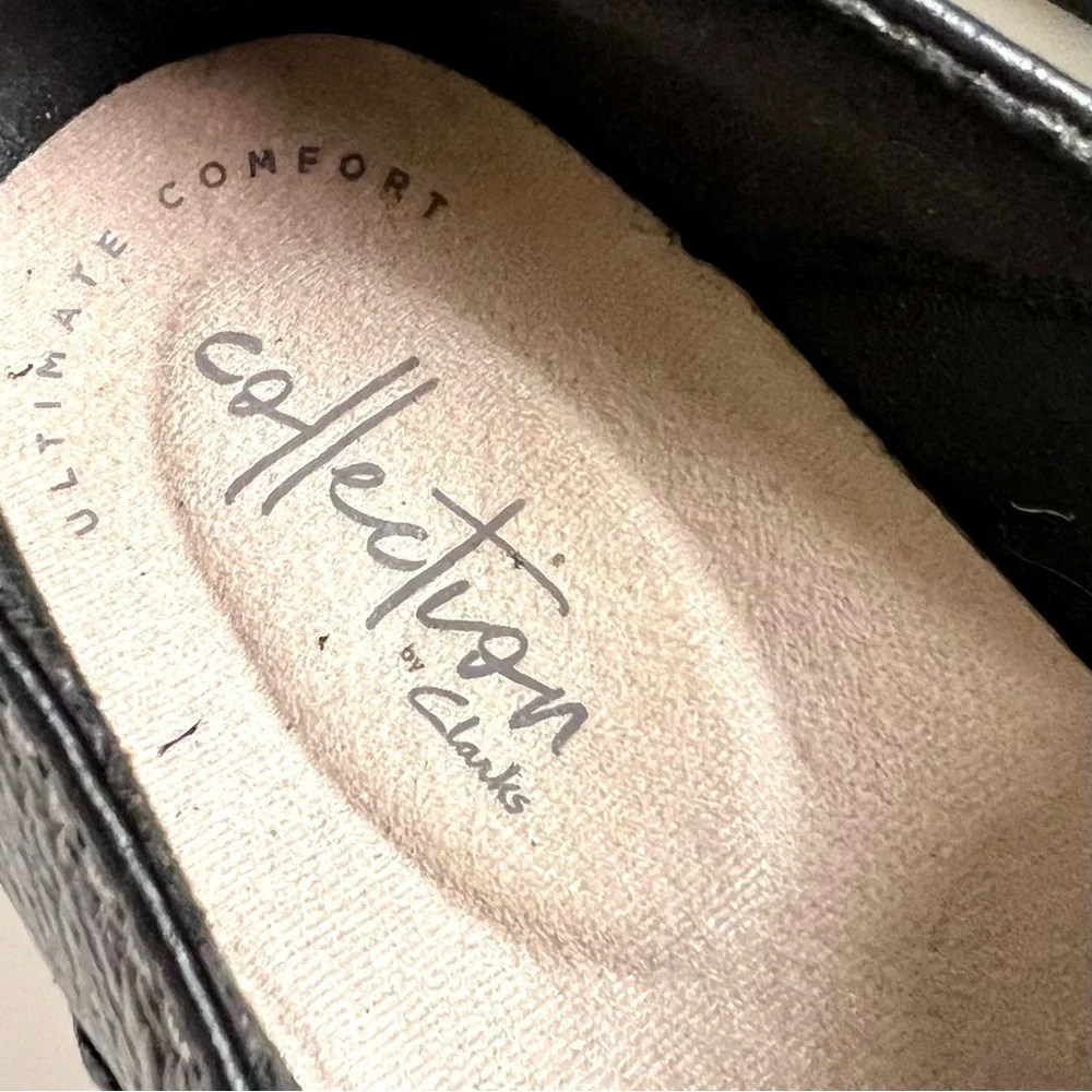 Clarks Cheyn Misha Loafer Flat Black comfort shoes leather women’s size 9.5M
